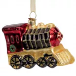 Stiklinis kalėdinis eglės žaisliukas TRAIN, 2 spalvų, 4,5 x 8 x 10,5 cm, 1 vnt