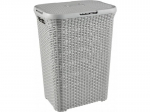 Plastikinė skalbinių dėžė CURVER RATTAN STYLE, &scaron;v. pilkos sp., 61,5 x 45 x 34 cm, 60 L