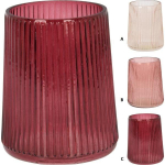 Stiklinė žvakidė HURRICANE, rausvos sp, 3 rū&scaron;ys, 15 cm