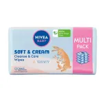 Biologi&scaron;kai skaidžios kūdikių servetėlės Nivea Baby Soft & Cream, 4 x 57 vnt.