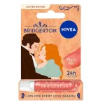Puoselėjamasis lūpų balzamas Nivea Bridgerton Edition Penelope & Colin, Peach Tea, 4,8 g