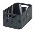 Plastikinis krep&scaron;ys CURVER RATTAN STYLE, S, tams. pilkos sp., 29 x 20 x h13 cm, 6 l