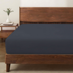 Satininė paklodė su guma CREYA ECLIPSE, t.mėlynos sp., 180 x 200 + 30 cm, 100% medvilnės