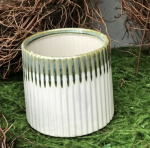 Keraminis vazonas VINTAGE, kreminės - žalios sp., 14 x 13 cm