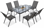 Lauko baldų komplektas Bologna, 150 cm, 7 dalių, Light Grey