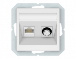 TV SAT ir kompiuterio (RJ45) lizdas QR1000, be rėmelio, baltos matinės sp.