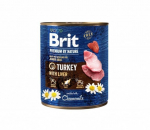 Konservuotas ėdalas &scaron;unims BRIT PREMIUM BY NATURE TURKEY WITH LIVER su kalakutiena, 800 g