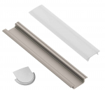Profilis LED juostoms EUROLIGHT AL-R2-G, aliuminis, įfrezuojamas, pilkos sp., anoduotas,2m