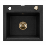 Virtuvinė plautuvė Invena Tesalia, granitas, 48 cm x 44 cm x 16 cm, aukso/juoda
