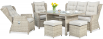 Lauko baldų komplektas BALTIMORE DINING + su pufais, Beige