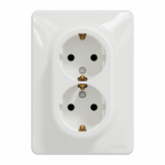 Dvivietis ki&scaron;tukinis lizdas SCHNEIDER Sedna Design,  įžem., su rėmeliu, baltas; SDD311221