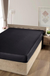 Satininė paklodė su guma CREYA BLACK, juodos sp., 180 x 200 + 25 cm, 100% medvilnės