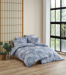 Medvilninės patalynės kompl. CREYA ENID STEEL BLUE, 240x220cm, 2x50x70cm, 100% medv.