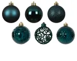 Kalėdinių eglės žaisliukų rinkinys BAUBLE, smaragdinės sp., 6 cm, 37 vnt