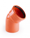 PVC lauko kanalizacijos alkūnė PIPELIFE, DN160 x 45&deg;