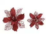 Įsegamų kalėdinių dekoracijų rinkinys POINSETTIA, raudonos sp., 2 rū&scaron;ių, 2 x 13 cm, 1 vnt