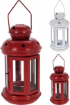 Metalinis žibintas LANTERN, raudonos/baltos, 11,5 x 21 cm, 1 vnt