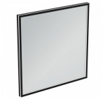 Ideal Standard kvadratinis veidrodis su ap&scaron;vietimu 80x80cm,juodas rėmelis