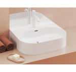 Ravak keraminis praustuvas Ceramic Slim O Wall, su anga perpildymui, baltos blizgios spalvos, 550 x 450