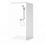 I&Scaron;PARDAVIMAS. Brasta Glass du&scaron;o sienelė (kampinis laikiklis) 750x2000mm, skaidrus 6mm stiklas : Profilio spalva - Blizgi chromo, Stiklas - Skaidrus, Walk-in du&scaron;o pertvaros nominalus matmuo - 75