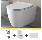 KOMPLEKTAS. Ideal Standard I.life O klozetas su "SoftClose" dangčiu, Ideal Standard potinkinis rėmas ir nuleidimo mygtukas