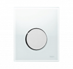 TECEloop stiklinis pisuaro nuleidimo klavi&scaron;as (baltas stiklas, mygtukas chromuotas, blizgus)