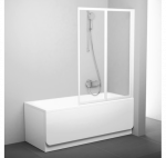 Vonios sienelė Ravak VS2, 104x140cm : Durų/sienelės pusė - Universali, Dydis - 105cm, Profilio spalva - Balta, Stiklas - Skaidrus