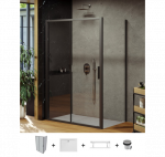 Ravak Blix Slim BLSDP2+BLSPS du&scaron;o komplektas, 120x90, juodos spalvos profiliai