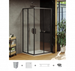 Ravak Blix Slim BLSRV2 du&scaron;o komplektas, 90x90, juodi profiliai - Skaidrus, Juoda, 90, 90