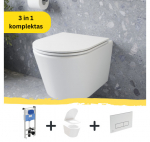 WC komplektas 3in1: Ravak Flow klozetas su "Soft Close" dangčiu ir Ideal Standard rėmas, chromo sp. mygtukas