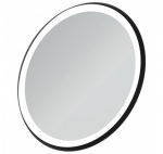 Ideal Standard apvalus veidrodis su ap&scaron;vietimu 65cm, metalinis juodas rėmelis