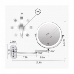 FUNTOUCH x10 didinantis kosmetinis veidrodis su ap&scaron;vietimu tvirtinamas prie sienos