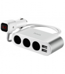 Automobilinis įkroviklis - &scaron;akotuvas su 2 USB jungtimi ir trimis jungtimis "Hoco Z13"