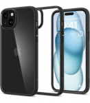 Matinis juodas / skaidrus dėklas Apple iPhone 15 telefonui "Spigen Ultra Hybrid"
