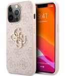 Rožinis dėklas Apple iPhone 13 Pro telefonui "GUHCP13L4GMGPI Guess PU 4G Metal Logo Case"