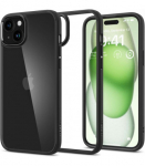 Matinis juodas / skaidrus dėklas Apple iPhone 15 Plus telefonui "Spigen Ultra Hybrid"