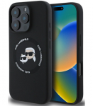 Juodas dėklas Apple iPhone 16 Pro Max telefonui "Karl Lagerfeld Liquid Silicone K&CH Heads MagSafe Case"