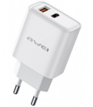 Baltas 22.5W 1xUSB-A + 1xUSB-C pakrovėjas "Awei PD81-EU"