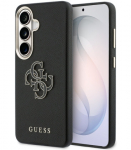 Juodas dėklas Samsung Galaxy S26 Plus telefonui "Guess PU Grained 4G Resin Metal Logo Case"