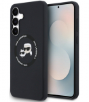 Juodas dėklas Samsung Galaxy S25 FE telefonui "Karl Lagerfeld Liquid Silicone K&CH Heads MagSafe Case"
