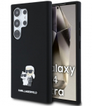 Juodas dėklas Samsung Galaxy S24 Ultra telefonui "Karl Lagerfeld Liquid Silicone Metal Karl and Choupette Case"