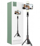 Juoda selfie - asmenukių lazka - trikojis "Tech-Protect L05S Wireless Selfie Stick Tripod & LED Light"