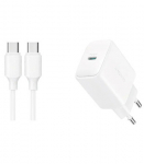 Baltas 20W 1xUSB-C pakrovėjas + USB-C - USB-C 100cm laidas "Joyroom JR-TCF20"