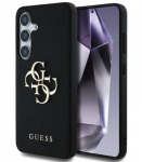 Juodas dėklas Samsung Galaxy S25 telefonui "Guess PU Grained 4G Metal Logo Case"
