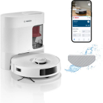 Bosch BCRD2W Spotless Advanced+ robotas siurblys su plovimu, 11 000 Pa, LiDAR, automatinio i&scaron;tu&scaron;tinimo stotelė