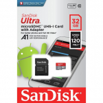 SanDisk atm. korta microSDHC 32GB Ultra 120MB/s su adap.
