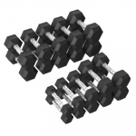 Hantelių rinkinys TUNTURI Platinum Hex Rubber Dumbbell Set, 1-10kg