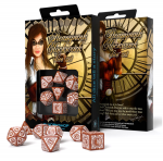 Steampunk Clockwork kauliukų rinkinys karamelinės ir baltos spalvos