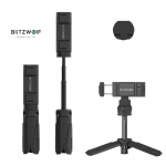 Trikojė asmeniukių lazda (selfie stick)  - stovas Blitzwolf Mini Tripod su Bluetooth pulteliu