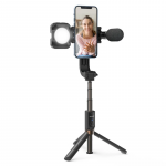 Trikojė asmeniukių lazda (selfie stick), su ap&scaron;vietimu, mikrofonu - Blitzwolf BW-BS15 su Bluetooth pulteliu